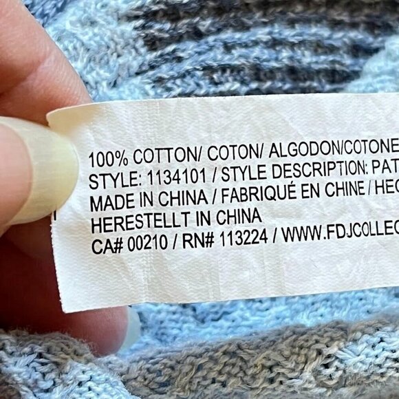 FDJ French Dressing Jeans Patchwork Cable Knit Turtleneck Sweater Blue XL - Picture 9 of 10